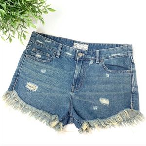 Free people distressed festival denim shorts